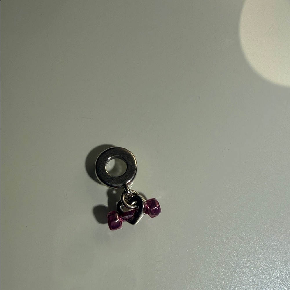 Pandora Silver Heart Dumbbell Charm with Purple Accents